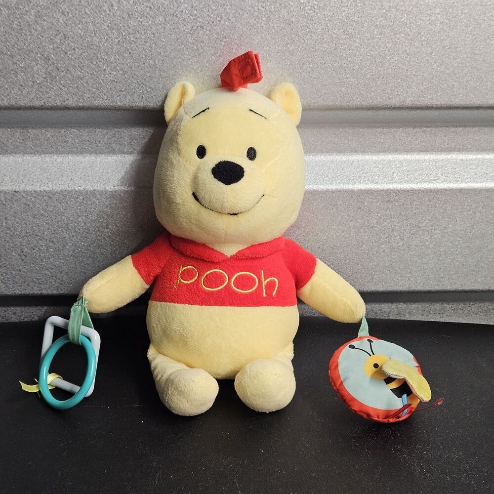 Disney Baby Winnie The Pooh Activity Plush Rattle Mirror Crinkle Sensory Toy...